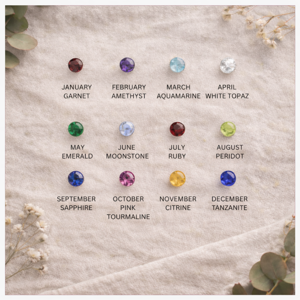 Sterling Silver Birthstone Pebble Necklace – Handmade Organic Pendant – Flush Set Gemstone