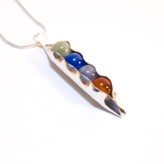 Four Pea In A Pod | Children's Birthstone necklace | Family birthstones | Optional Engraving