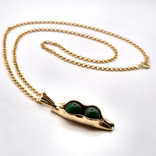 Gold | 35th Jade Anniversary | Two Peas In A Pod | Custom Engraving | 35th Wedding Anniversary Gift