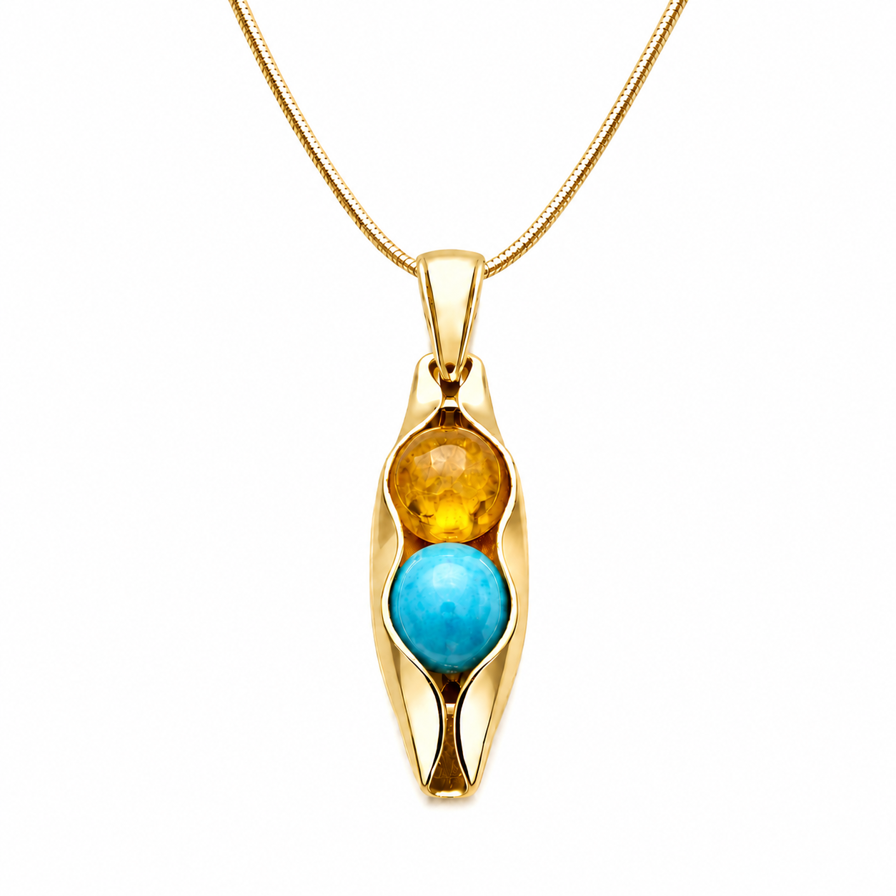 Gold Two Peas in a Pod Necklace with Custom Birthstones & Engraving