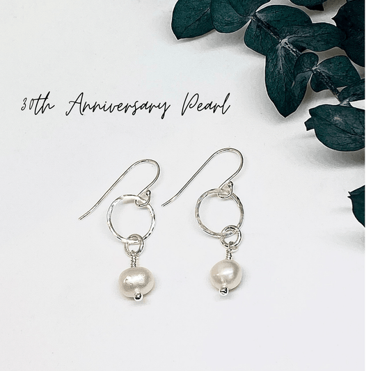 30th Anniversary Earrings | Freshwater Pearl | Sterling silver | 30th wedding anniversary gift - RACHEL SHRIEVES DESIGN