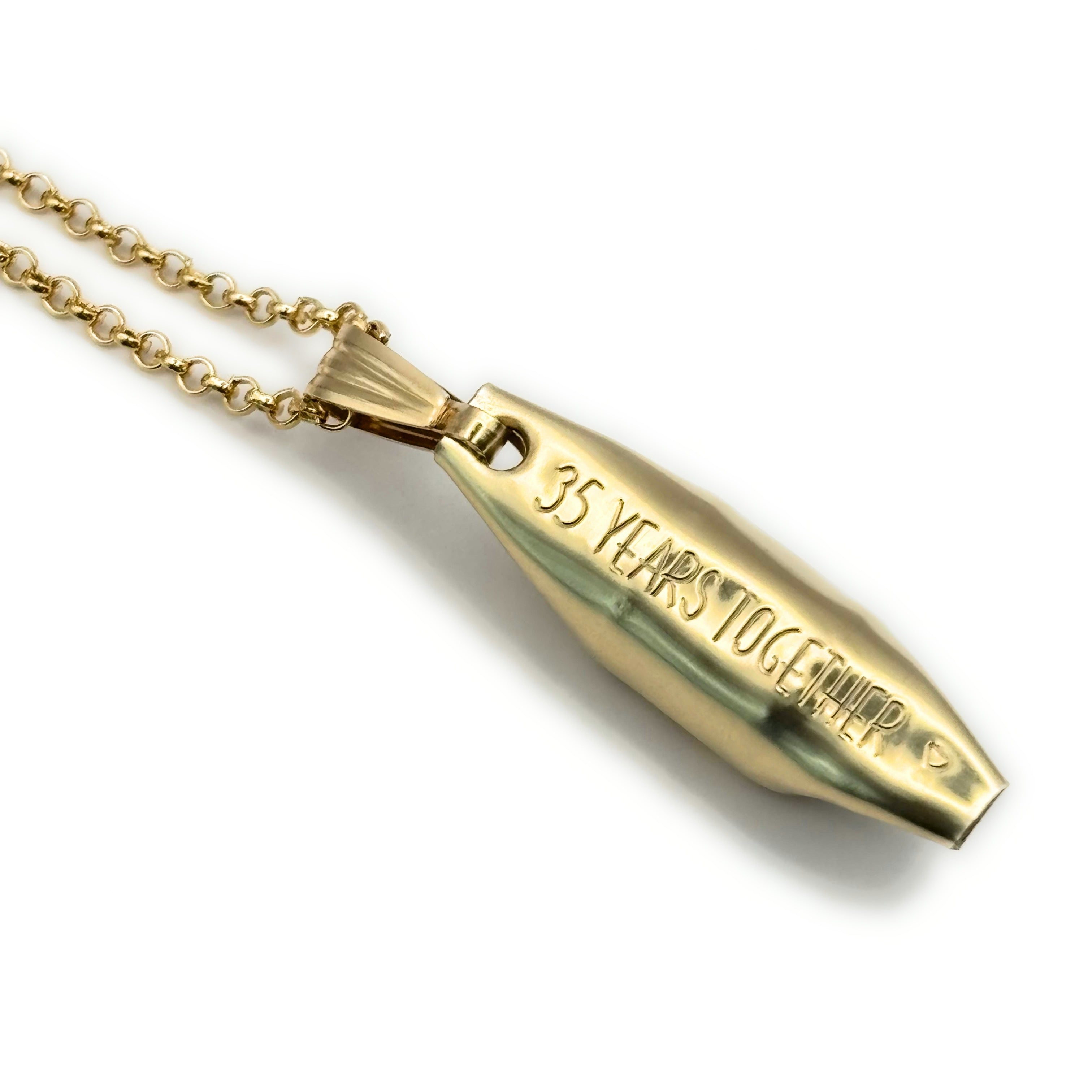 Gold | 35th Jade Anniversary | Two Peas In A Pod | Custom Engraving | 35th Wedding Anniversary Gift