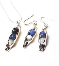 Load image into Gallery viewer, Wedding Anniversary Set | Two Birthstones Earrings | Peas In A Pod | Three Pea Necklace
