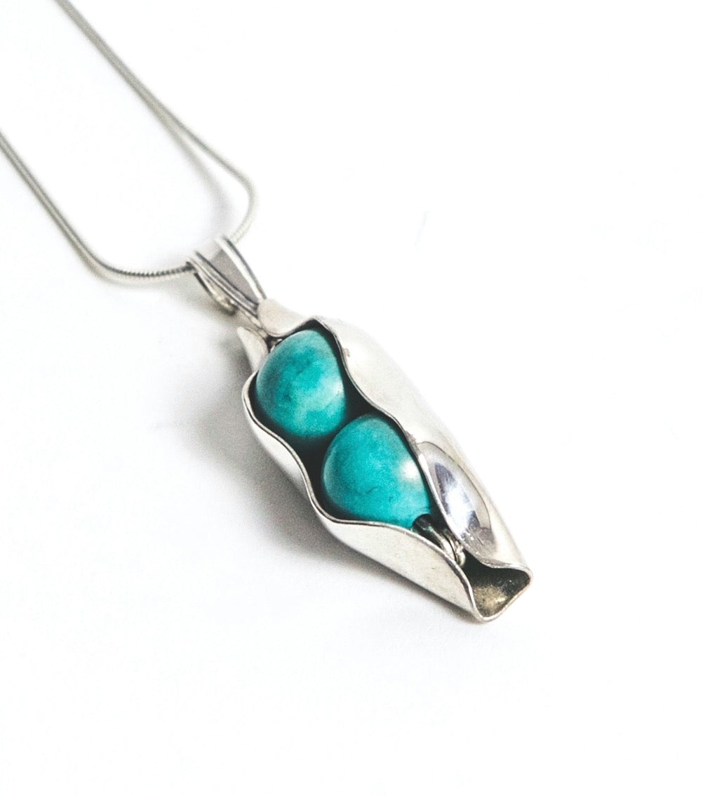 December Birthstone | Turquoise | Two Peas In A Pod Necklace | 14K Gold Filled or 925 Sterling silver | Personalised Gift Idea