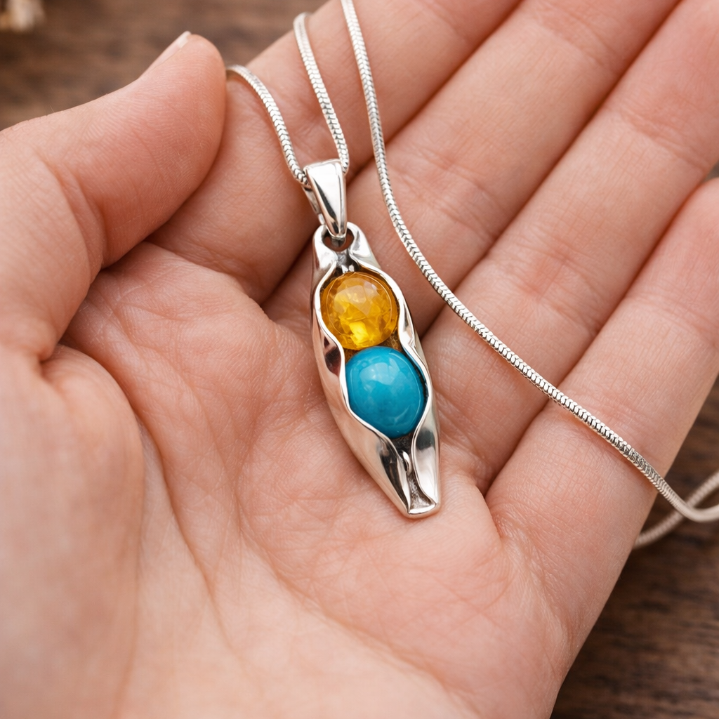 birthstones couples necklace