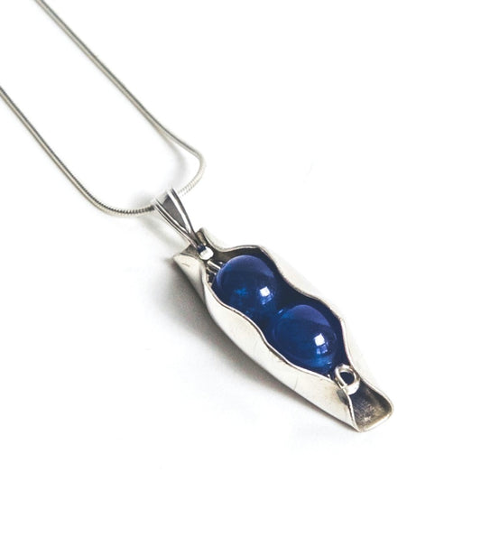 Blue Goldstone | Two Peas In A Pod Necklace | 18ct Gold Filled or 925 Sterling silver | Personalised Gift Idea
