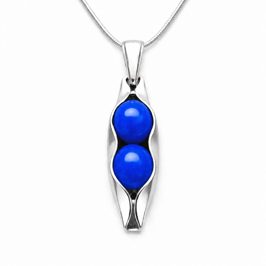 September Birthstone | Blue Onyx | Two Peas In A Pod Necklace | 14K Gold Filled or 925 Sterling silver | Personalised Gift Idea