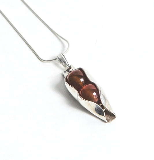July Birthstone | Carnelian | Two Peas In A Pod Necklace | 18ct Gold Filled or 925 Sterling silver | Personalised Gift Idea