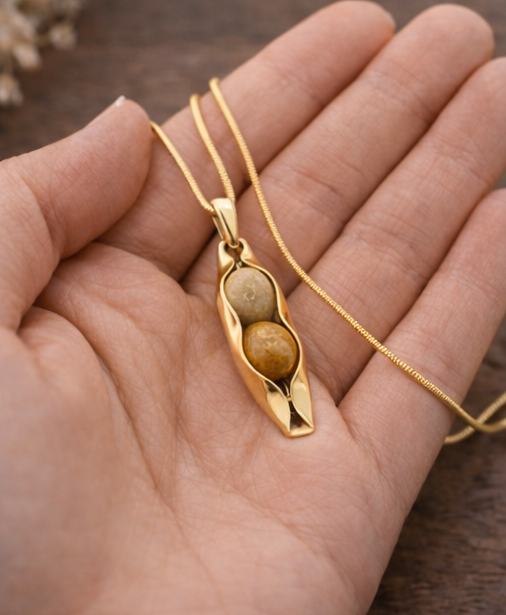 Gold | 35th Coral Anniversary | Two Peas In A Pod | Custom Engraving | 35th Wedding Anniversary Gift