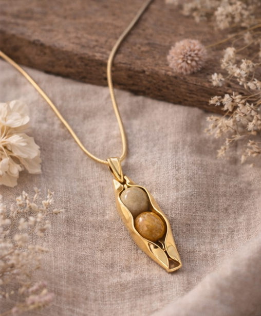 Gold | 35th Coral Anniversary | Two Peas In A Pod | Custom Engraving | 35th Wedding Anniversary Gift