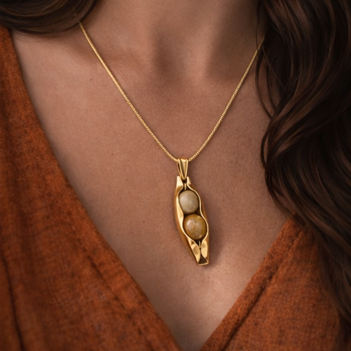 Gold | 35th Coral Anniversary | Two Peas In A Pod | Custom Engraving | 35th Wedding Anniversary Gift