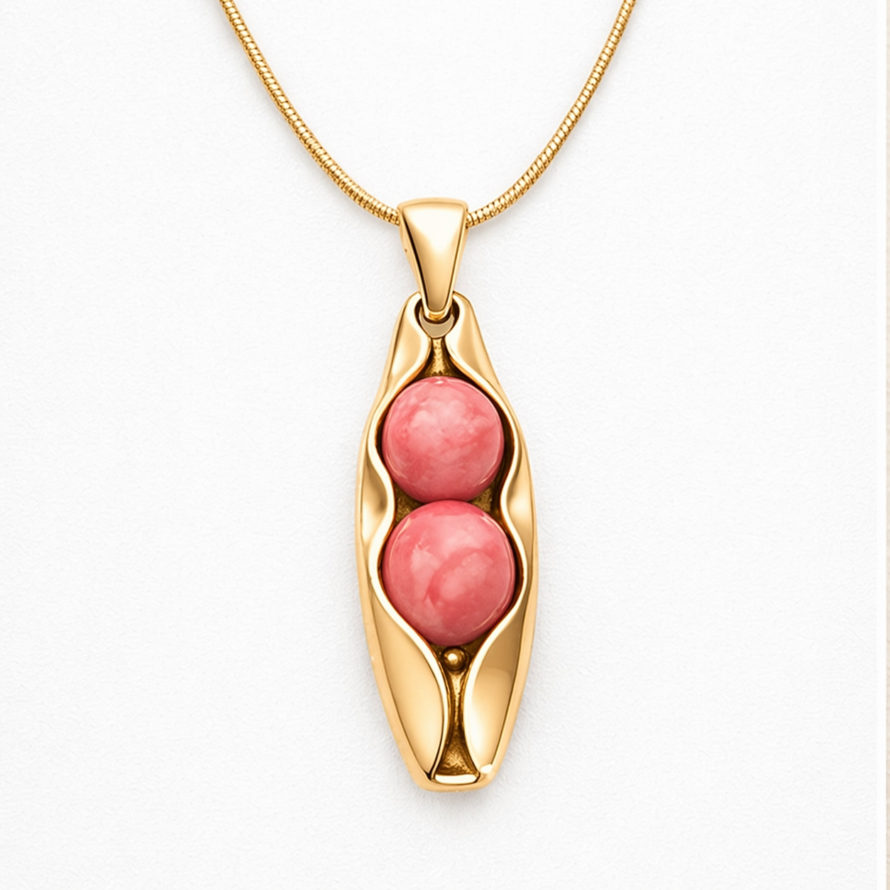 35th Coral Anniversary | Gold Two Peas In A Pod | Pink Coral | Custom Engraving | 35th Wedding Anniversary Gift