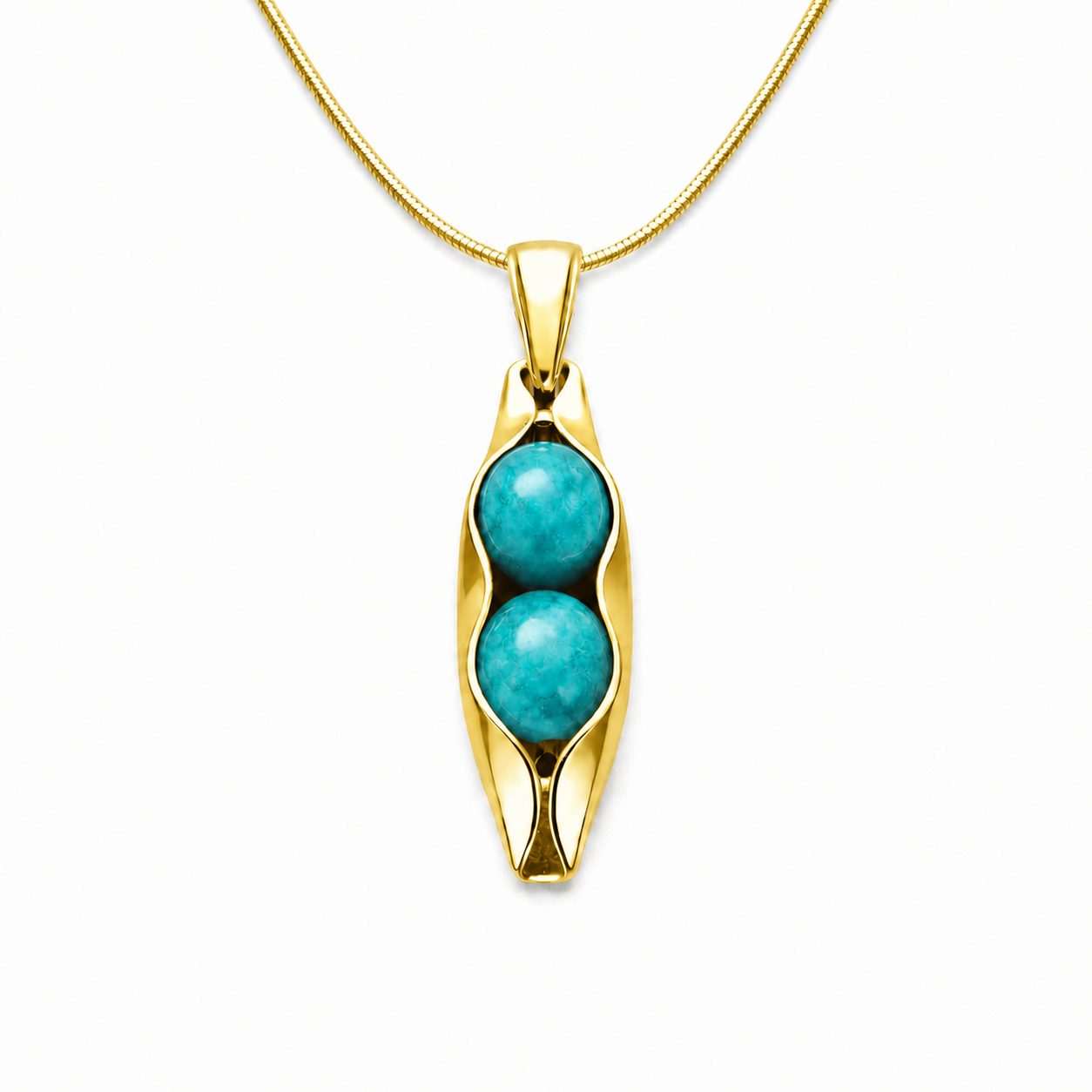 December Birthstone | Turquoise | Two Peas In A Pod Necklace | 14K Gold Filled or 925 Sterling silver | Personalised Gift Idea