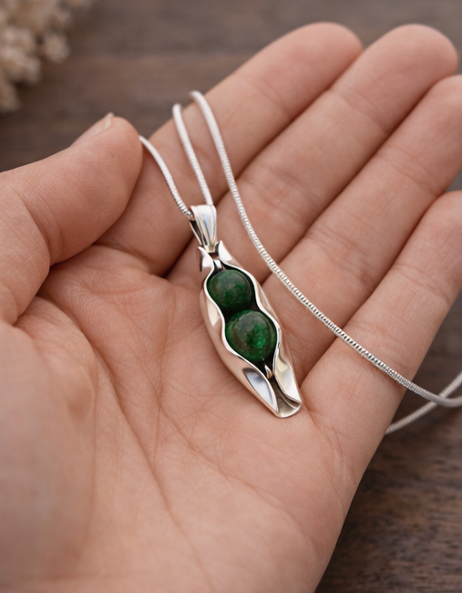 Jade anniversary | Two peas in a pod | Dark Jade | Custom Engraving | 35th wedding anniversary gift