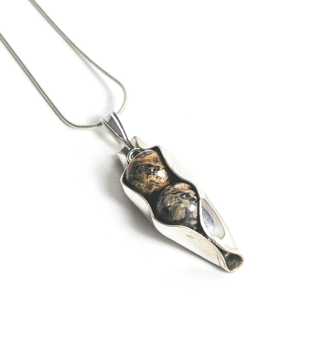 Natural Leopard Jasper | Two Peas In A Pod Necklace | 18ct Gold Filled or 925 Sterling silver | Personalised Gift Idea
