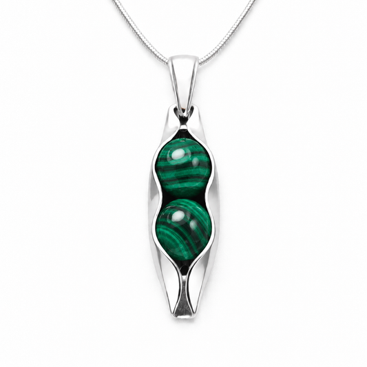 Malachite | The Stone Of Transformation | Two Peas In A Pod Necklace | 14K Gold Filled or 925 Sterling silver | Personalised Gift Idea