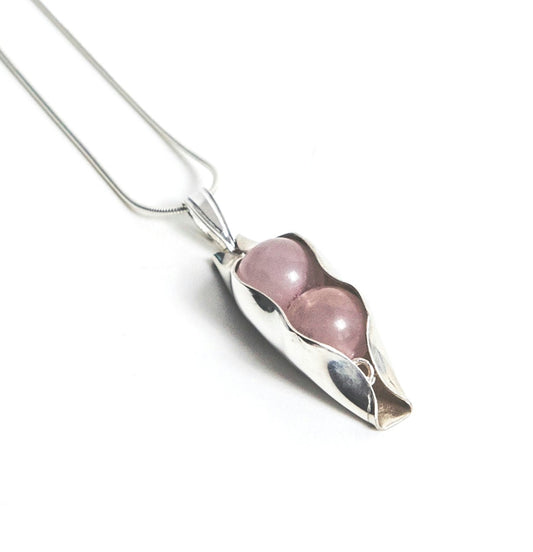 Rose Quartz | The Stone Of Love | Two Peas In A Pod Necklace | 18ct Gold Filled or 925 Sterling silver | Personalised Gift Idea