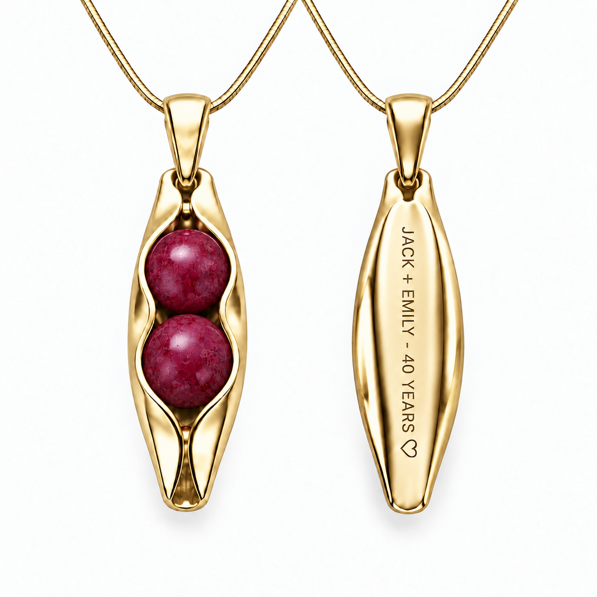 ruby anniversary necklace - 14K gold filled front and engraved back