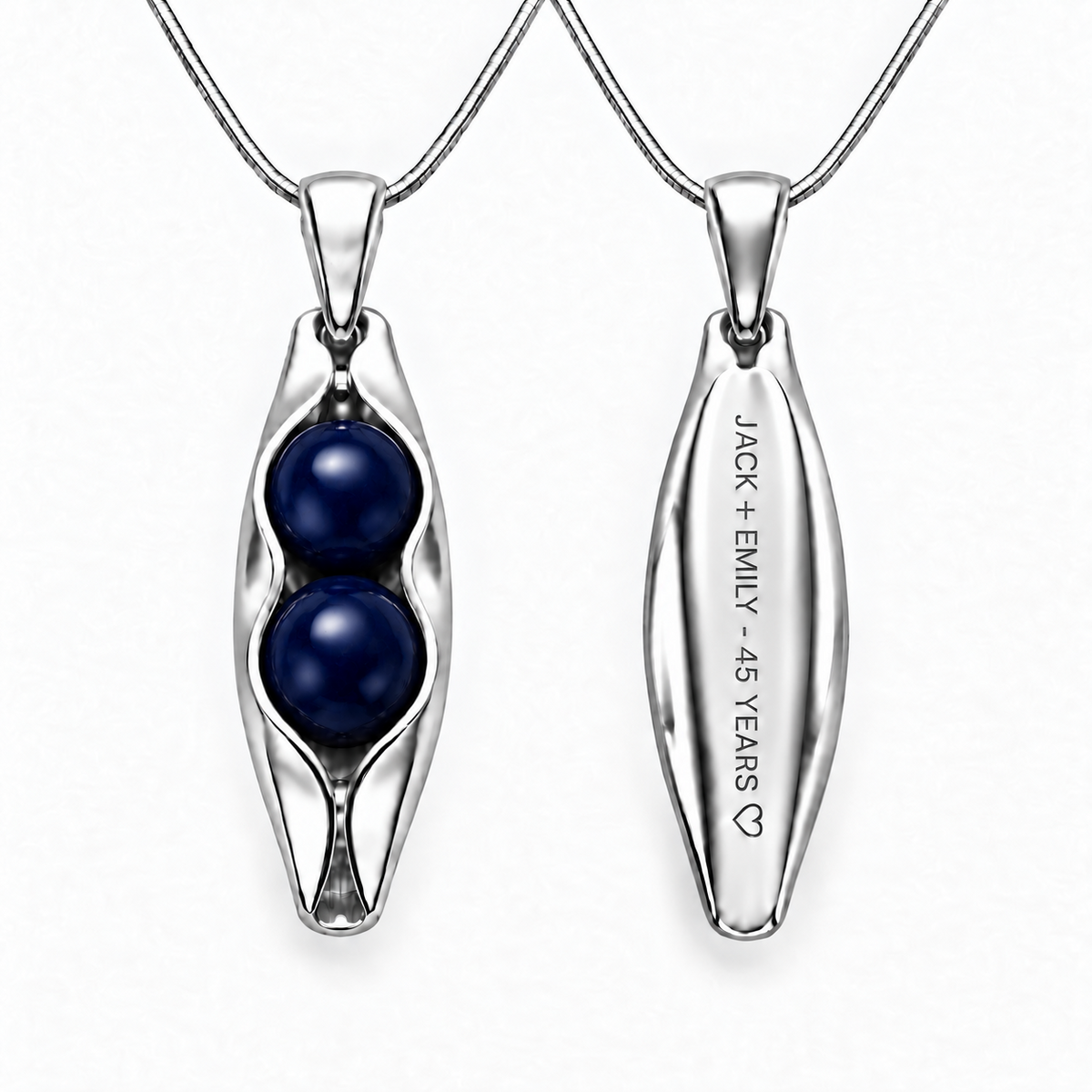sapphire anniversary necklace - sterling silver front and engraved back