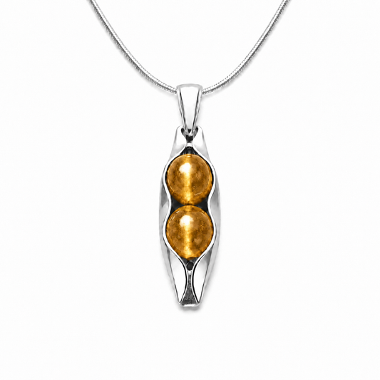 November Birthstone | Citrine | Two Peas In A Pod Necklace | 14K Gold Filled or 925 Sterling silver | Personalised Gift Idea