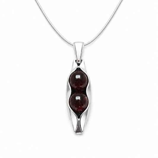 January Birthstone | Garnet | Two Peas In A Pod Necklace | 14K Gold Filled or 925 Sterling silver | Personalised Gift Idea