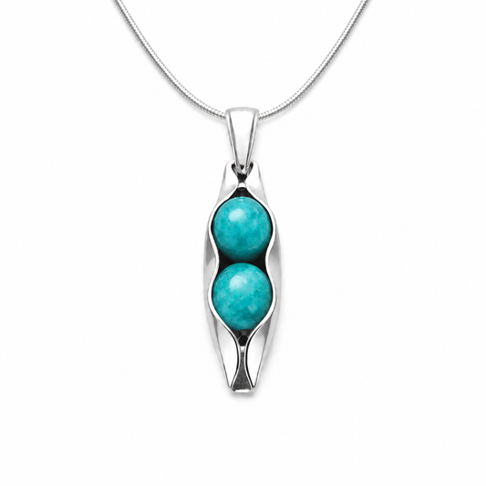 December Birthstone | Turquoise | Two Peas In A Pod Necklace | 14K Gold Filled or 925 Sterling silver | Personalised Gift Idea