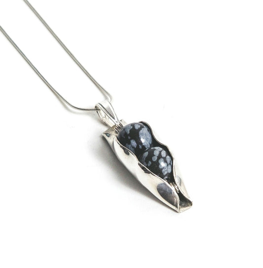 Snowflake Obsidian | Two Peas In A Pod Necklace | 18ct Gold Filled or 925 Sterling silver | Personalised Gift Idea