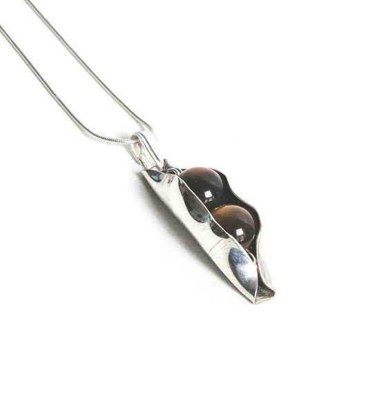 Tigers Eye | Two Peas In A Pod Necklace | 18ct Gold Filled or 925 Sterling silver | Personalised Gift Idea