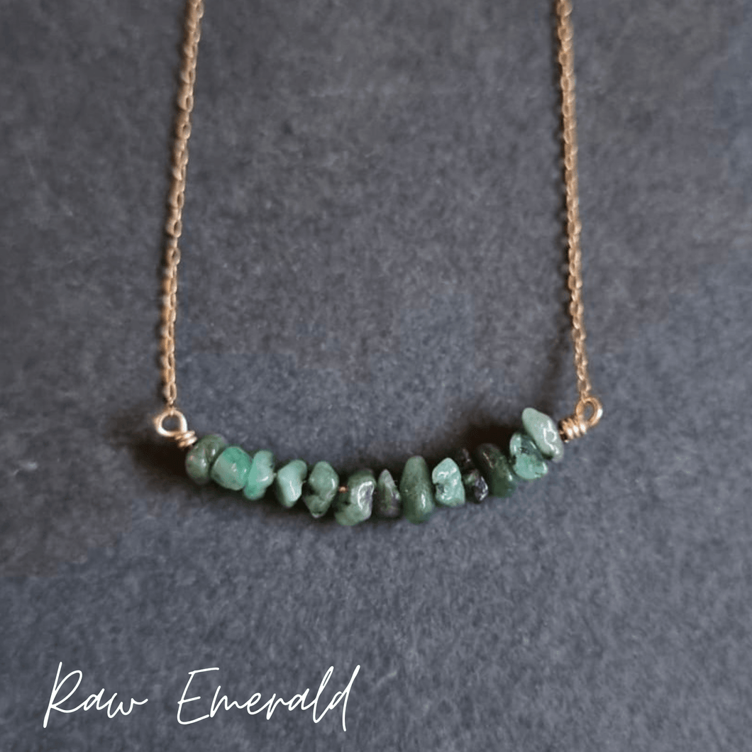 Raw Emerald | Gold Necklace | Stone of Successful Love