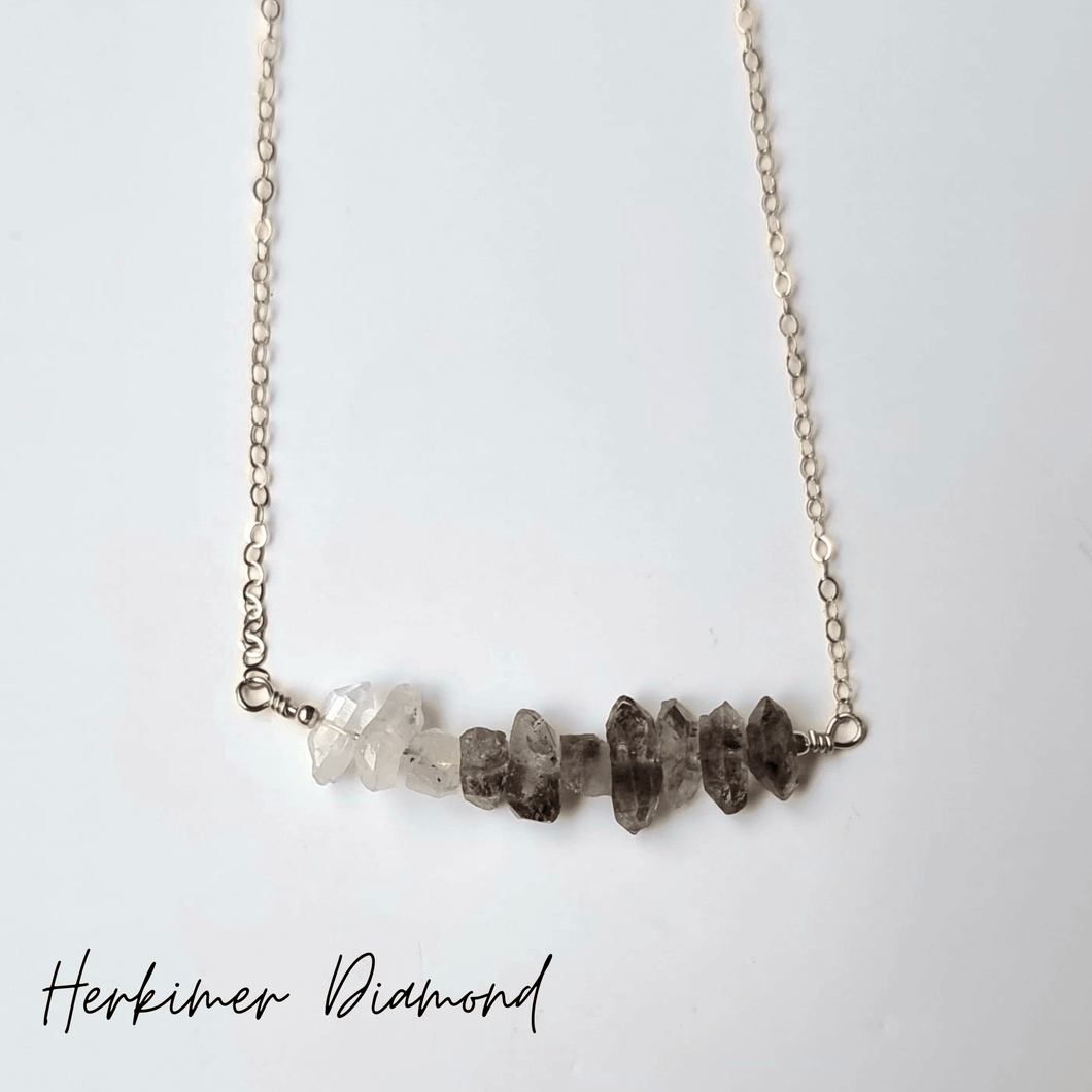 Raw Herkimer Diamond | Gold Necklace | Stone of Attunement