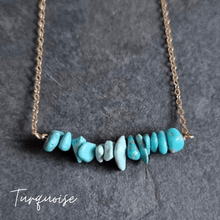 Load image into Gallery viewer, Raw Turquoise | Gold Necklace | Stone of truth
