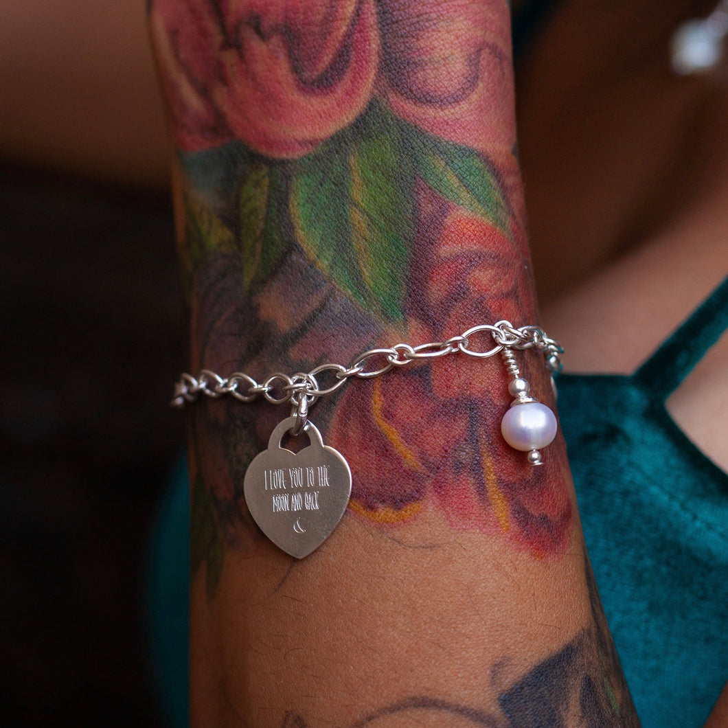 Heart Engraved & Birthstone Bracelet