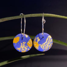 Load image into Gallery viewer, Blue Terrazzo | Big disc hoops | Sterling silver
