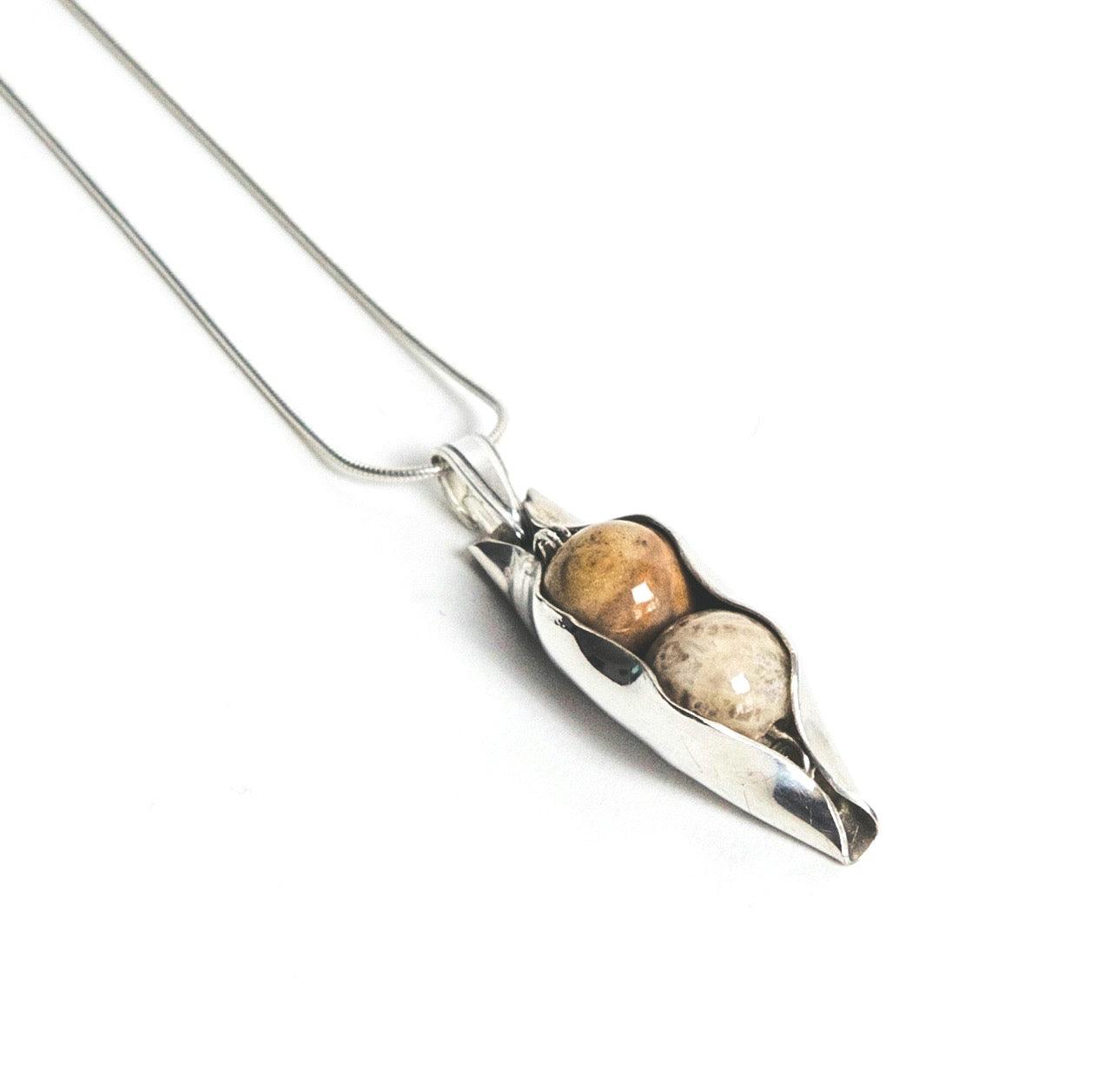 35th Wedding Anniversary | Fossilised Coral Necklace | Two Peas In A Pod | Coral Jewellery | 35th wedding anniversary gift for wife - RACHEL SHRIEVES DESIGN