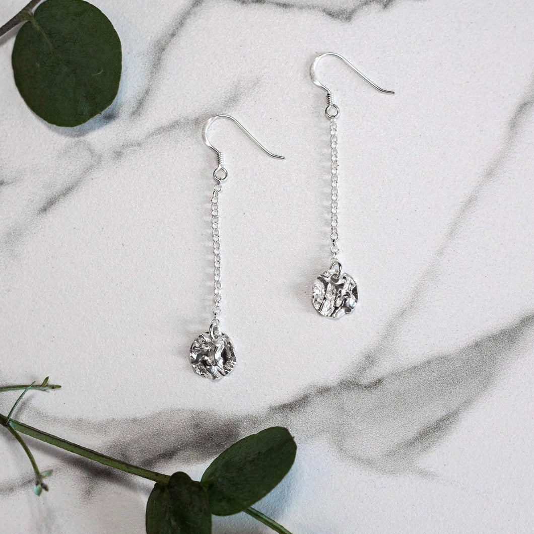 Cirque Textured Dangly Long Chain Earrings