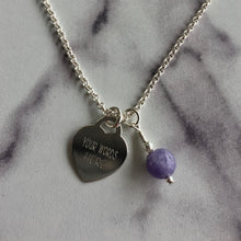 Load image into Gallery viewer, Heart Engraved &amp; Birthstone Necklace
