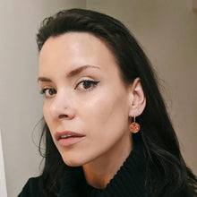Load image into Gallery viewer, Mustard Gold Leaf | Big disc hoops | Sterling silver
