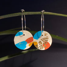 Load image into Gallery viewer, Turquoise Terrazzo | Big disc hoops | Sterling silver
