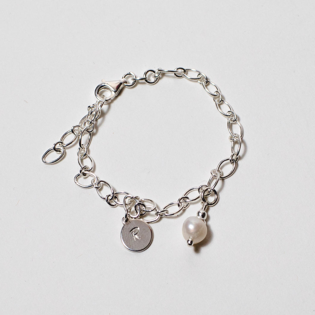 Freshwater Pearl & Initial Bracelet